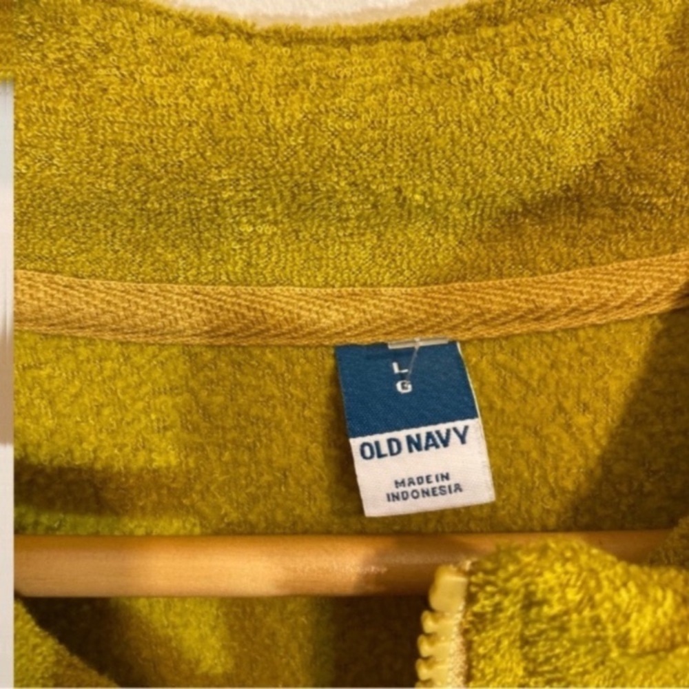 OldNavy Half Zip Up Terry Towel Fleece Sweater Size Large Chartreuse - Picture 10 of 10